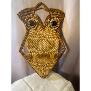 Woven Rattan / Wicker Owl Hanging Wall Pocket